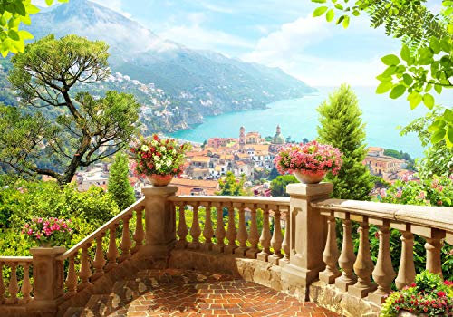 wandmotiv24 Photo murale Côte vue sur la ville S 200 x 140cm - 4 pièces photo, papier peint non tissé Espagne, vacances, fresque M1082