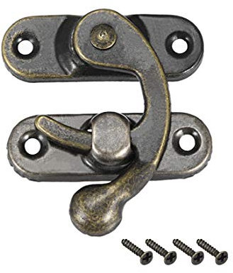 sourcing map 20 Stück Antiker Vintage Schnell Verschluss Rechte Riegelhaken Haspe Riegel 42mm x 37mm Schwingenriegel Bronze mit Schrauben