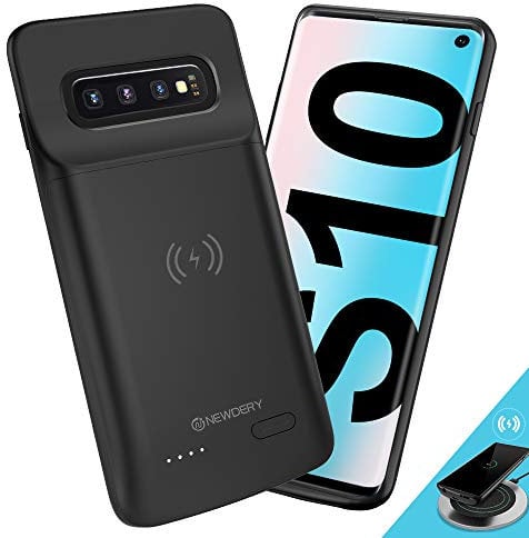 NEWDERY Battery Case for Galaxy S10, 4700mAh Slim Rechargeable Extended External Charging Case, Support Qi Wireless Charging for Samsung S10(6.1 Black)