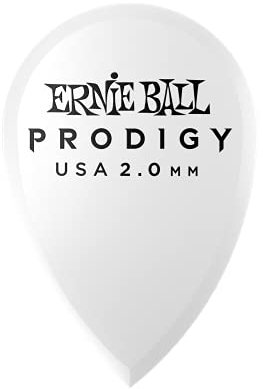 Ernie Ball 2,0 mm Teardrop Prodigy Plektren, 6er-Pack, Weiß