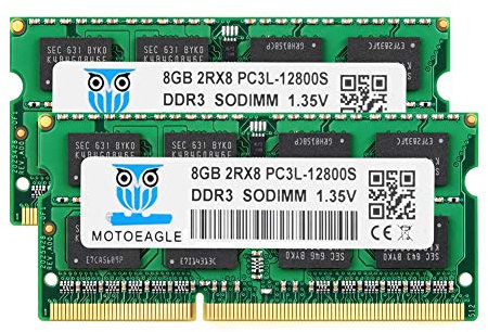 8GB DDR3 DDR3L-1600 SODIMM, 16GB Kit (2x8GB) PC3-12800 RAM 1600 Mhz, Motoeagle 2RX8 1.35V Dual Rank Module Chips Upgrade for Laptop