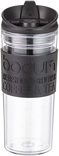 BODUM 11101-01S Travel Mug Insulated Plastic with Flip Lid 0.45 Litres , Brown