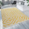Paco Home Moderner Outdoor Teppich Geometrisches Rauten-Muster im Vintage-Look Flachgewebe Wetterfest & Pflegeleicht für Garten, Terrasse & Balkon, Gelb Weiß, Grösse:80x150 cm