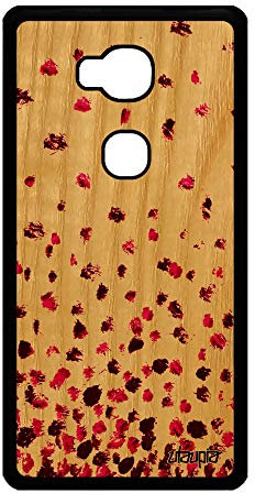 utaupia Coque Bois pour Honor 5X Silicone confettis Pois Smartphone coloré Solide Rose Design Motif Romantique Pas Cher petales Noir Texture