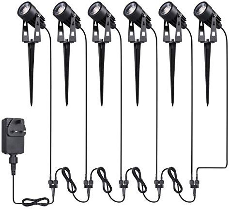 Tomshine 6 Pack 12V 6.56ft Garden Spike Lights Mains Powered Ip65 Waterproof Outdoor Decorative Garden Spotlights for Pathway Patio Yard