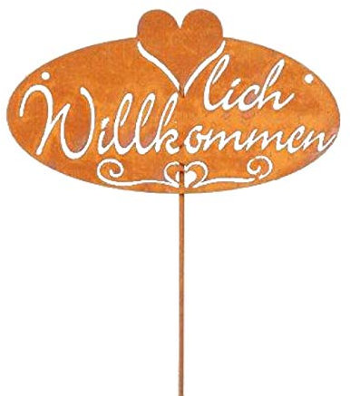 Rostschild mit Schriftzug Herzlich Willkommen I 22 x 12 cm I Schild Willkommen