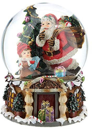 Schneekugel mit Weihnachtsmann und Geschenkesack, 20 cm hoch