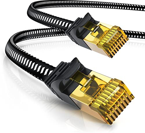 Primewire – 1m – CAT 7 flat ethernet cable – LAN – U/FTP – patch cable - network cable – raw cable – 10 Gbit high speed – gold plated contacts – cotton sheathing – kink protection