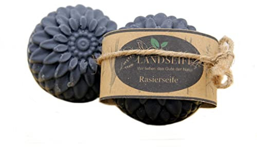 Landseife Aktivkohle Rasierseife - Handgefertigte Bio Naturseife Schwarze Seife