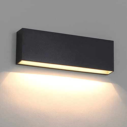DAWALIGHT IP65 Wasserdichte Wandleuchte Wandfluter Aussen LED 6W 3000K Warmweiß, Plastik Außenwandlampe Dunkelgrau Rechteckig