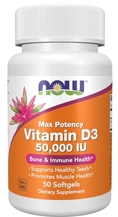 NOW Foods Supplements, Vitamin D-3 50,000 IU Softgels, 50 softgels