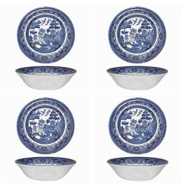 Churchill Blue Willow Pasta Bowl 9, Set Of 4, Made In England