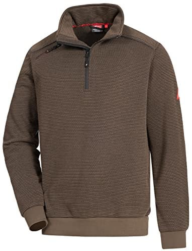 Nitras Herrenpullover Motion TEX Plus für die Arbeit mit Gummibund & hohen Stehkragen in Braun Größe 3XL