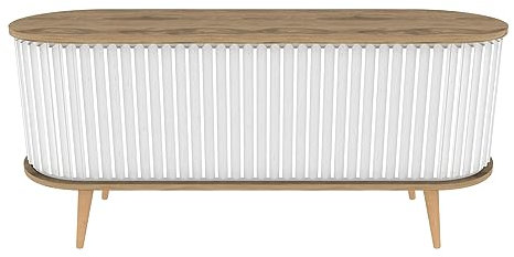 DECOROTIKA TV-Ständer, 18 mm gefertigtes Holz, Oud Oak & White, 64 x 140 x 43