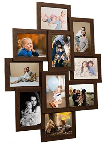 vidaXL Collage Bilderrahmen für 10x(13x18cm) Fotos Fotorahmen Posterrahmen Objektrahmen Bilder Foto Poster Rahmen Bildergalerie Dunkelbraun MDF