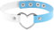 Flongo Tattoo Choker Leder Halsband Lederhalsband Damen Kragen Halskette Anhänger Kette mit Herz Gothic Punk Rock für Frauen Mädchen Weiß Blau