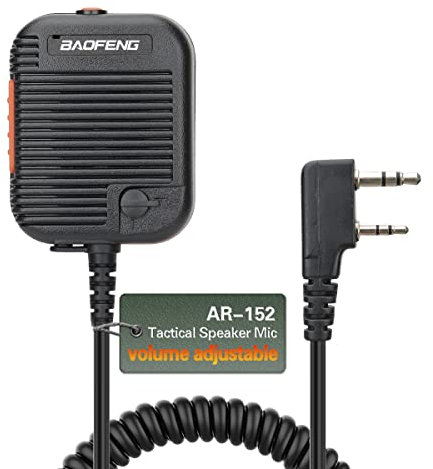BAOFENG Lautstärkeregler in Militärqualität, einstellbares Mikrofon mit 3,5-mm-Empfänger/Hörgerät, nur Überwachung, Akustikschlauch, Hörmuschel AR-152 UV-5R Motorola TYT Radio (schwarz)