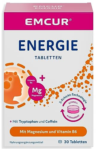 Emcur® Energie Tabletten | für Energie¹,² | mit Vitamin B6 und Magnesium | Coffein | laktosefrei | glutenfrei | ohne Konservierungsstoffe | 30 Tabletten