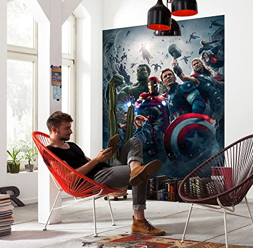 Komar Marvel Fototapete Avengers Age of Ultron Movie Poster - Größe 184 x 254 cm, 4 Teile, bunt - Tapete, Kinderzimmer, Jugendzimmer, Superheld