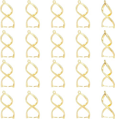 SUPERFINDINGS 20 Stück Messing Eispickel Klemmbügel Twist Pinch Clip Bügelverschluss Filigrane Gestellbeschichtung Schmuckverschlüsse Goldener Anhänger Verbinder Bügelverschluss Bohrung: 2mm
