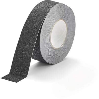 Durable DURALINE GRIP Non-Slip Floor Tape - Self-Adhesive Marking Tape with 50mm Thickness and 15 Metres in Length - Ideal for Stairs, Ramps, etc. - Black