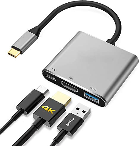 Adaptateur USB C vers HDMI, adaptateur multiport de type C vers HDMI USB 3.0 type C USB C 4K HDMI numérique AV Multiport pour MacBook, gris, G