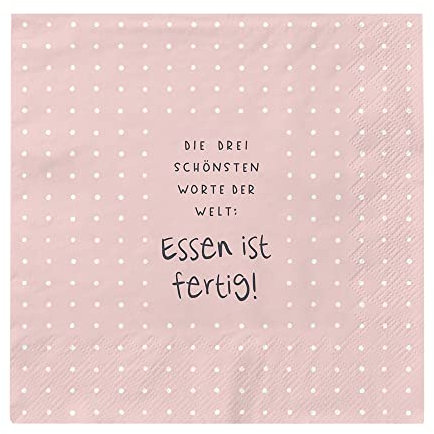 Grafik Werkstatt Servietten mit Spruch | 20 Stück | 12,5 x 12,5 cm | rosa | Essen ist fertig