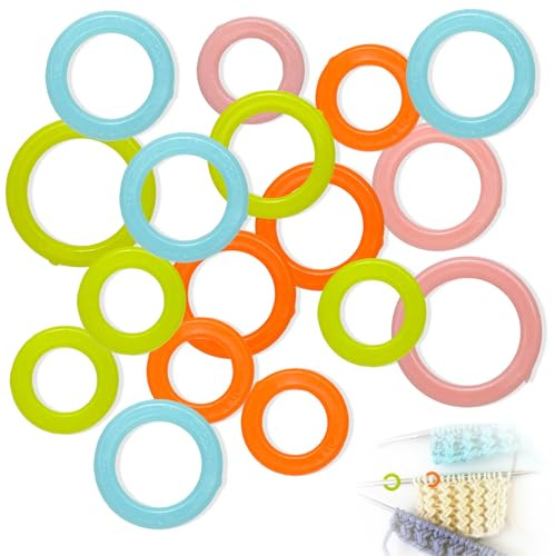 SIYUPU Stitch Marker Knitting Ring, 30 pcs Markers for Plastic Rings 3 Sizes Smooth Crochet Ring Assorted Counters Needle (Random Color)