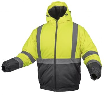 Högert Technik - Arbeitsjacke Herren OKER, Reflektierende Jacke Wattierte, Warn Pilotenjacke Herren, Winddichte Warnjacke mit Polyester-Isolierung, 3 in 1 Jacke