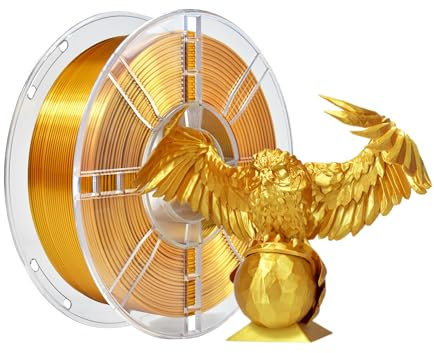 iBOSS PLA + filament 1.75mm +0.02mm, silk shiny gold, high-speed and durable 3D printing material, 1 kg (2.2 pounds) suitable for most printers, silk gold
