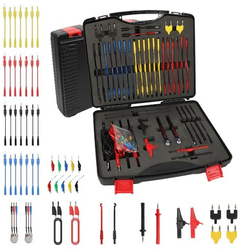Kit de Cables de Prueba para Multímetro Eléctrico - BELEY 104PCS Cables de Prueba para Terminales de Circuitos Automotrices con Pinzas de Aligator de 45°, para Diagnóstico de Sistemas Eléctricos