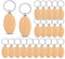 Vocdikficy Lot de 50 porte-clés ovales gravés en bois brut non traité, pour bricolage, cadeau (ovale)