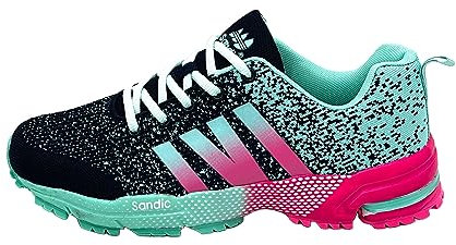 Ablovo® Herren Damen Sportschuhe Turnschuhe Laufschuhe Sneaker Hallenschuhe (Navy-Grün-Fuchsia, EU Schuhgrößensystem, Erwachsene, Herren, Numerisch, M, 36)