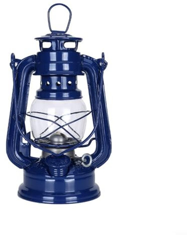 EpheyFIF Petroleumlampe Ollampe Nostalgische Petroleum-Sturmlaterne Mit Feuerfestem Beleuchtung Lampenol Glaskolben Stunden Outdoor - Kerosinlampe(19CM Dunkelblau)