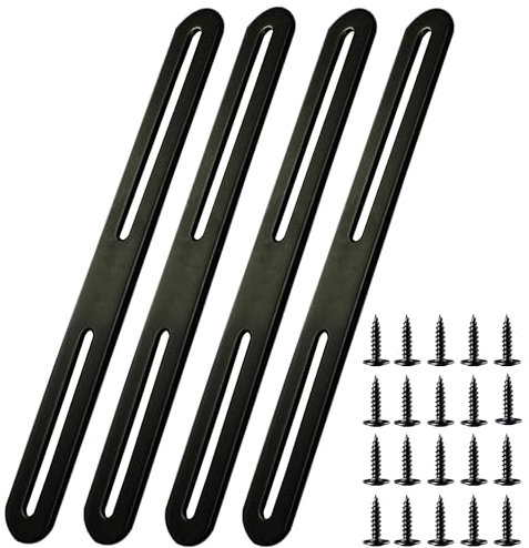 Pattes de Fixations 360 x 24mm Patte de Fixation Noir en Acier Inoxydable Pattes D'assemblage pour Réparation Connexion Fixations Meubles 4PCS (4, 360*24mm)