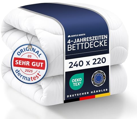 Gentle North Bettdecke 240x220 als Schlafdecke - 4-Jahreszeiten Bettdecke für Allergiker geeignet - Weiche Steppdecke - Besonders Flauschig & waschbar bei 60°
