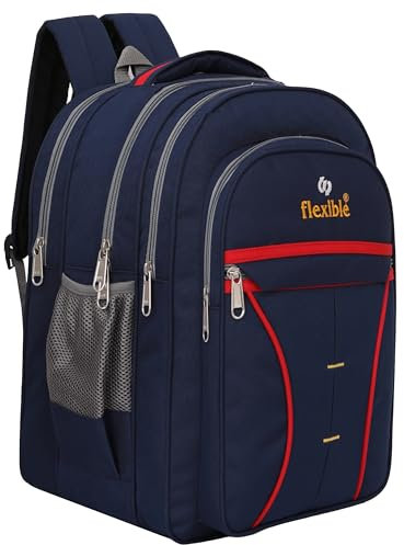 Flexible bags 60L Große Schultasche für 5. bis 10. Klasse, College-Tasche, wasserdicht, für Jungen und Mädchen, Marineblau, Marineblau, 60LITRE, Modern