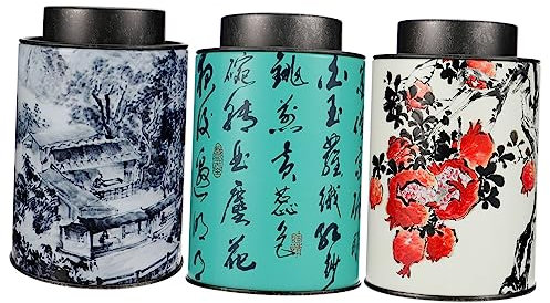 OKUMEYR 3Piezas Contenedor de Almacenamiento de Té de Hojalata Vintage Tarros Sellados Té Bote de Cocina Decorativo Almacenaje de Sueltas de
