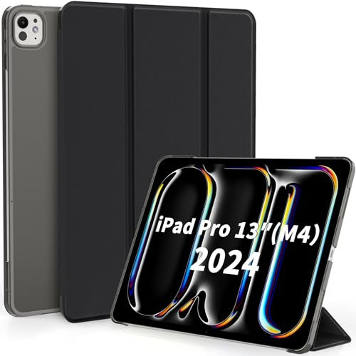 EasyAcc Hülle für iPad Pro 13 M4 Hülle (2024), Ultra Dünn Transluzent Matt Rückseite Abdeckung Cover Schutzhülle Case, Schwarz