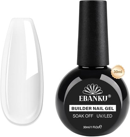 EBANKU 30ML Builder Nail Gel, 8 in 1 Klare Builder Base Strengthener Gel Hard Gel Builder Gel UV/LED Nagellack Nail Extension Gel für Reparatur, Nagelstärkung, Nagelverlängerung Nail Art DIY