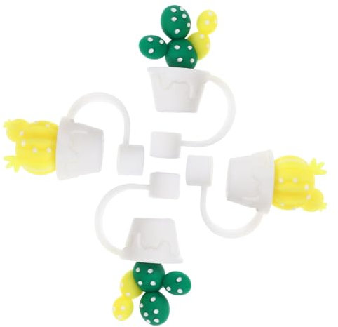 COLLBATH 4 Stück Cartoon Kaktus Strohhalm Niedlicher Strohhalm Stecker Strohzubehör Strohspitzen Stecker Niedlicher Strohaufsatz Trinkhalm Abdeckungen Strohspitzen Abdeckungsschutz