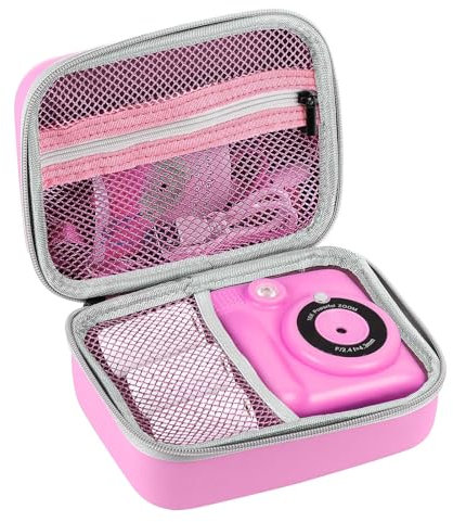 Auauraintt Sac pour Appareil Photo pour Enfants pour Uleway, GlobalCrown, Gofunly, GREPRO, boîte de Rangement pour Appareil Photo, Carte mémoire et Accessoires (étui Uniquement) Rose