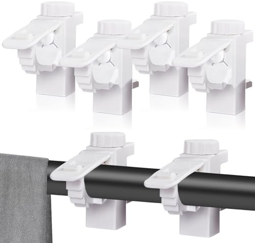 CINGHIA Ganci per Tende Senza Bucare,4 Pezzi Supporto per Bastoni per Tende,Supporto Tende Senza Fori Bianco,Orientabile Staffa Morsetto per Asta per Armadietto,Libreria Tavolo