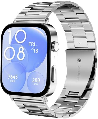 Metall Armbänder Kompatibel mit Huawei Watch Fit 4/4 Pro/Fit 3 Armband, Edelstahl Ersatzarmband für Huawei Fit 4/3 Uhrenarmband für Frauen Männer,Silber