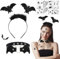 IWTBNOA Halloween Fledermaus Haarreifen Damen, Halloween Haarreif mit Halsketten, Halloween Fledermaus Haarband, Halloween Kostüm Accessoire für Frauen Halloween Fasching Karneval Cosplay Party