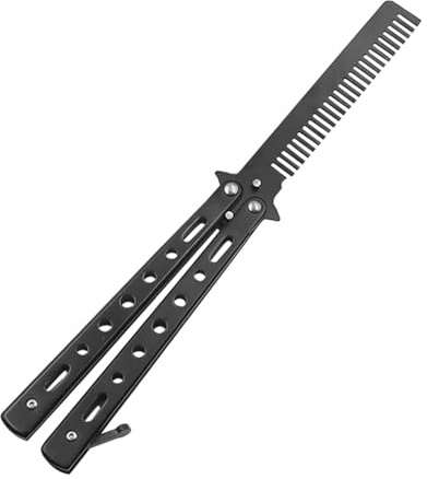 JYTDBCS Butterfly Comb, Foldable Hair Comb, Beard Comb, Practice Butterfly Comb, Flipping Trick Comb, Stainless Steel Hair Comb, Butterfly Hair Comb for Beginner, Salon Beauty Tool, for Trainer Lover