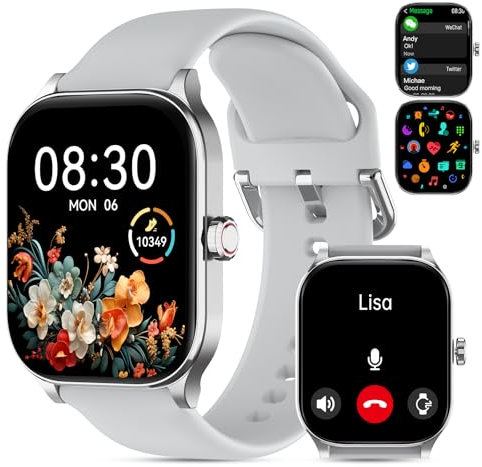 Smart Watch for Women Men(Answer/Make Call), Smartwatches with Heart Rate/SpO2/Sleep/Stress Monitor, IP68 Waterproof Activity Tracker for Android iPhone, 100+ Sports Fitness Watches (Gray, 2.01)