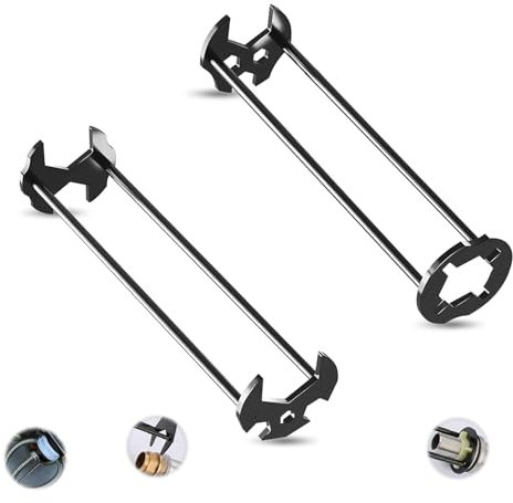 UESDU 2 llaves multifuncionales para fregadero, 11 tamaños, llave de lavabo de acero al carbono, llave universal de fontanería para espacio reducido