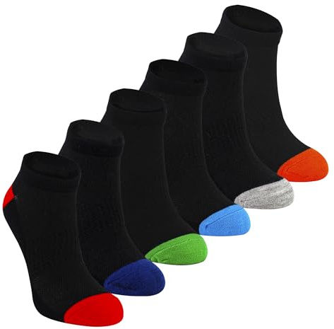 6 Pack Boys Bamboo Trainer Socks | Sock Snob | Kids Black Low Cut Heel & Toe Socks