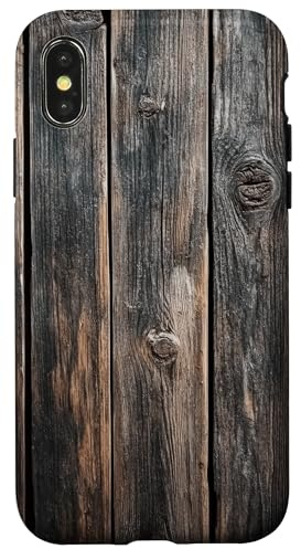 Holzmaserung Holz gealterte Dielen Rustikale Vintage Hütte Hülle für iPhone X/XS